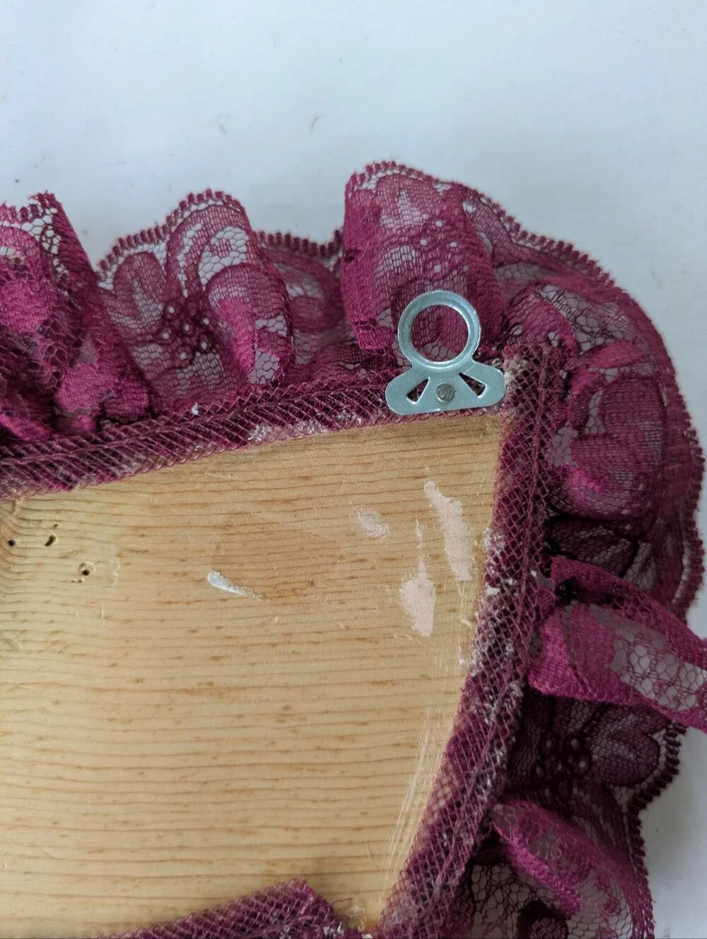 Plaque Sign Decorative Wood Bath Sign Handmade Burgundy Lace